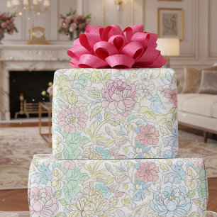 Pastell-Skizze Wasserfarbe Floral Geschenkpapier