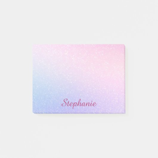Pastell Smooth Lila Pink Blue Glitzer Post-it Klebezettel (Vorderseite)