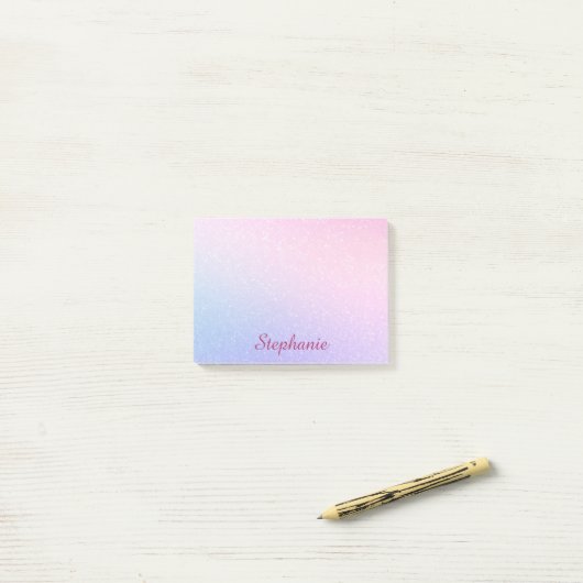 Pastell Smooth Lila Pink Blue Glitzer Post-it Klebezettel (Auf Schreibtisch)