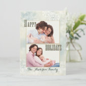 Pastell Snowflakes Foto Holidays Card Feiertagskarte (Stehend Vorderseite)