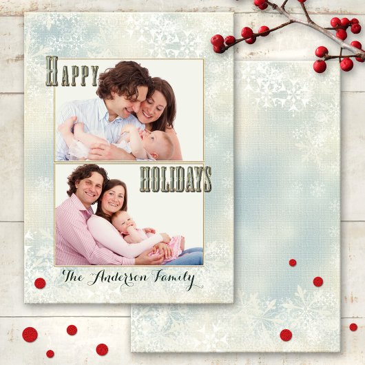 Pastell Snowflakes Foto Holidays Card Feiertagskarte
