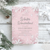 Pastell Soft Pink Snowflakes Winter Wonderland Einladung