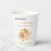 Pastell Soft Watercolor Floral Pumpkin Erntedank Pappbecher (Vorderseite)