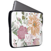 Pastell-Sommerblumen mit Monogramm Laptopschutzhülle (Vorne Rechts)