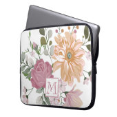 Pastell-Sommerblumen mit Monogramm Laptopschutzhülle (Vorderseite Links)