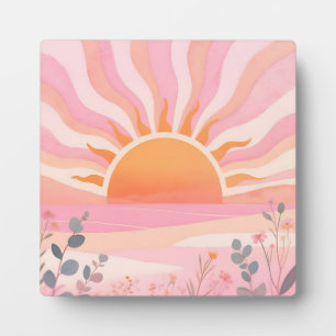 Pastell-Sonnenaufgang Boho-Wiese Fotoplatte