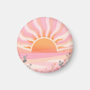 Pastell-Sonnenaufgang Boho-Wiese Magnet