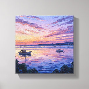 Pastell-Sonnenuntergang-Segelboote Leinwanddruck