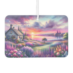 Pastell-Sonnenuntergangs-Häuschen Seeblick-Garten Autolufterfrischer