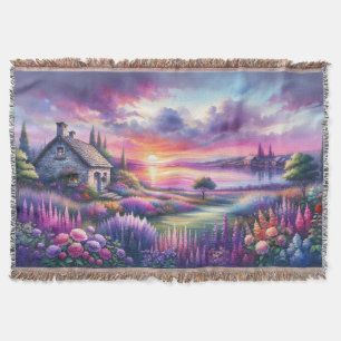 Pastell-Sonnenuntergangs-Häuschen Seeblick-Garten Decke