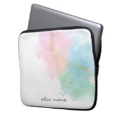 Pastell Sparkle Watercolor & Script Monogram Laptopschutzhülle (Vorderseite Links)