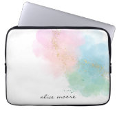 Pastell Sparkle Watercolor & Script Monogram Laptopschutzhülle (Vorderseite)