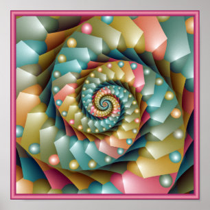 Pastell-Spiral-Fraktal-Design Poster