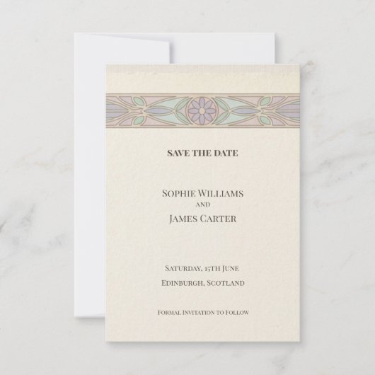 Pastell-Spitze Save-The-Date-Karte Save The Date (Vorderseite)