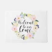 Pastell Spring Blumenkranz Willkommen auf unserer  Fußmatte (Vorderseite)