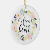 Pastell Spring Blumenkranz Willkommen auf unserer  Keramik Ornament (Rechts)