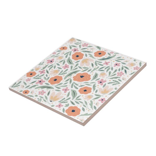 Pastell Spring Floral Muster Fliese (Seite)