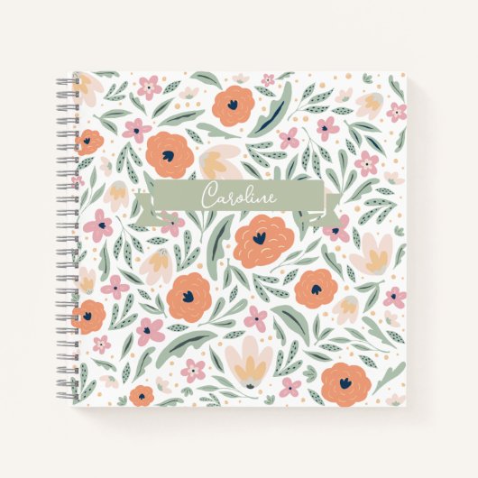 Pastell Spring Floral Muster Notizblock (Vorderseite)