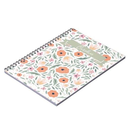 Pastell Spring Floral Muster Notizblock (Linke Seite)