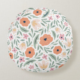 Pastell Spring Floral Muster Rundes Kissen