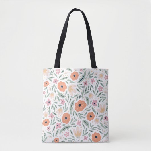 Pastell Spring Floral Muster Tasche (Vorderseite)