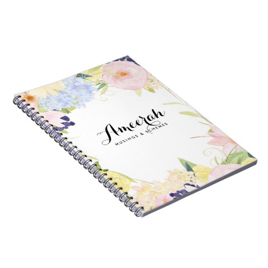 Pastell Spring Flowers Personalisiertes Notebook Notizblock (Rechte Seite)