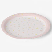 Pastell-Sprinkle-Konfetti-Rosa-Eiscreme-Geburtstag Pappteller (Schrägansicht)