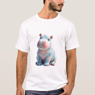 Pastell-Spritzer-Keramik-Nilpferd-Männer T-Shirt