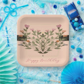 Pastell Square Designer Floral Pappteller (Party)