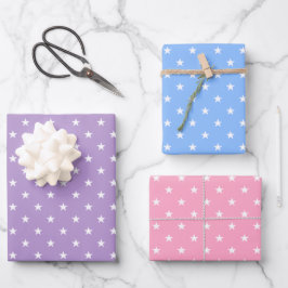 Pastell Stars Wrapping Paper Set Geschenkpapier Set