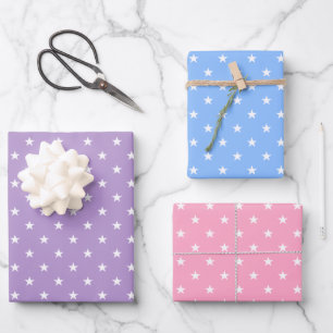 Pastell Stars Wrapping Paper Set Geschenkpapier Set