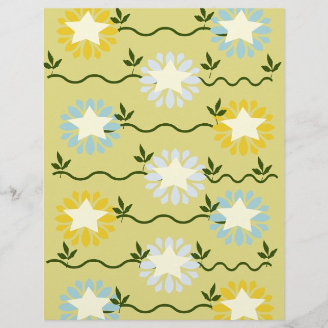 Pastell-Stern-Blumenmuster-Schrappbuchpapier (Vorderseite)