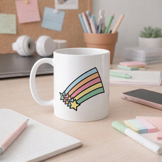 Pastell-Sternschnuppe-Regenbogen-Retro-Ästhetik Kaffeetasse