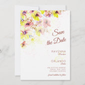 Pastell-Stiefmütterchen-Pfirsich-Gelb-Blumen-Roman Save The Date (Vorderseite)