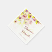 Pastell-Stiefmütterchen-Pfirsich-Gelb-Blumen-Roman Serviette (Ecke)