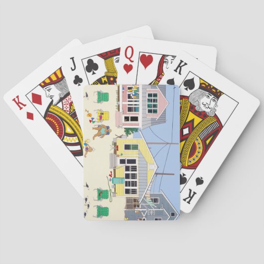 Pastell-Strandhäuser Spielkarten (Rückseite)