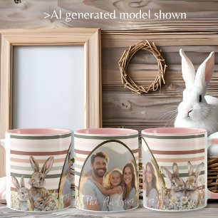 Pastell-Streifen-Foto-Ostern mit Hasen Tasse