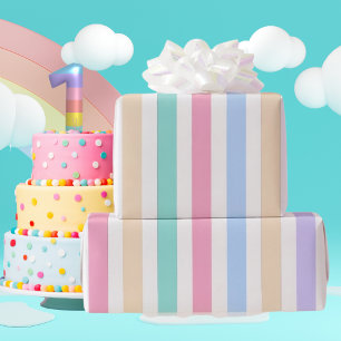 Pastell-Streifen Geburtstags-Geschenkpapier Geschenkpapier