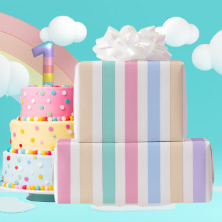 Pastell-Streifen Geburtstags-Geschenkpapier Geschenkpapier
