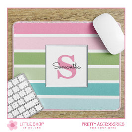 Pastell Streifen Mit Monogramm Maus Pad Mousepad