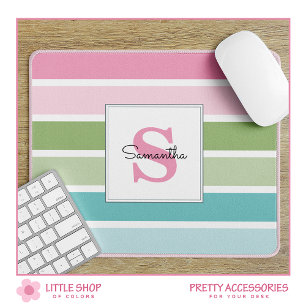 Pastell Streifen Mit Monogramm Maus Pad Mousepad