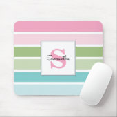 Pastell Streifen Mit Monogramm Maus Pad Mousepad (Mit Mouse)
