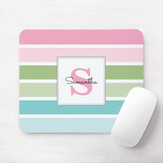 Pastell Streifen Mit Monogramm Maus Pad Mousepad (Mit Mouse)