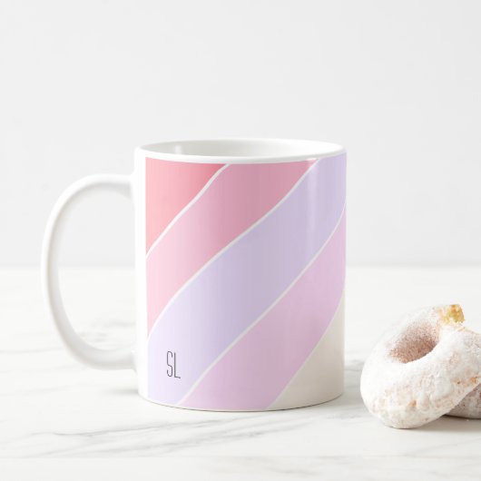 Pastell Streifen Personalisiert Kaffeetasse (Mit Donut)