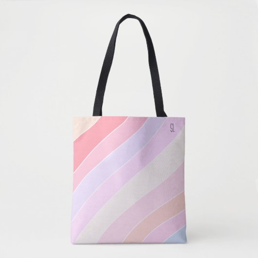 Pastell Streifen Personalisiert Tasche (Vorderseite)