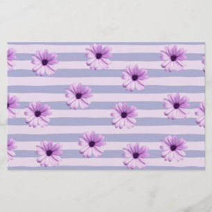 Pastell-Streifenmuster mit Gänseblümchen Briefpapier