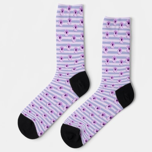 Pastell-Streifenmuster mit Gänseblümchen Socken (Linkes Detail)