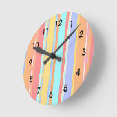 Pastell-Streifenmuster Runde Wanduhr (Winkel)