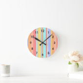 Pastell-Streifenmuster Runde Wanduhr (Zuhause)