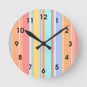Pastell-Streifenmuster Runde Wanduhr